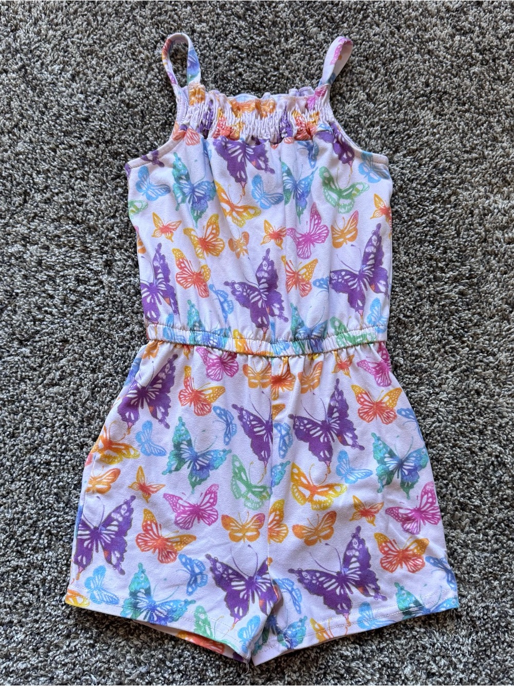Girls' Butterfly Print Romper - Multicolor